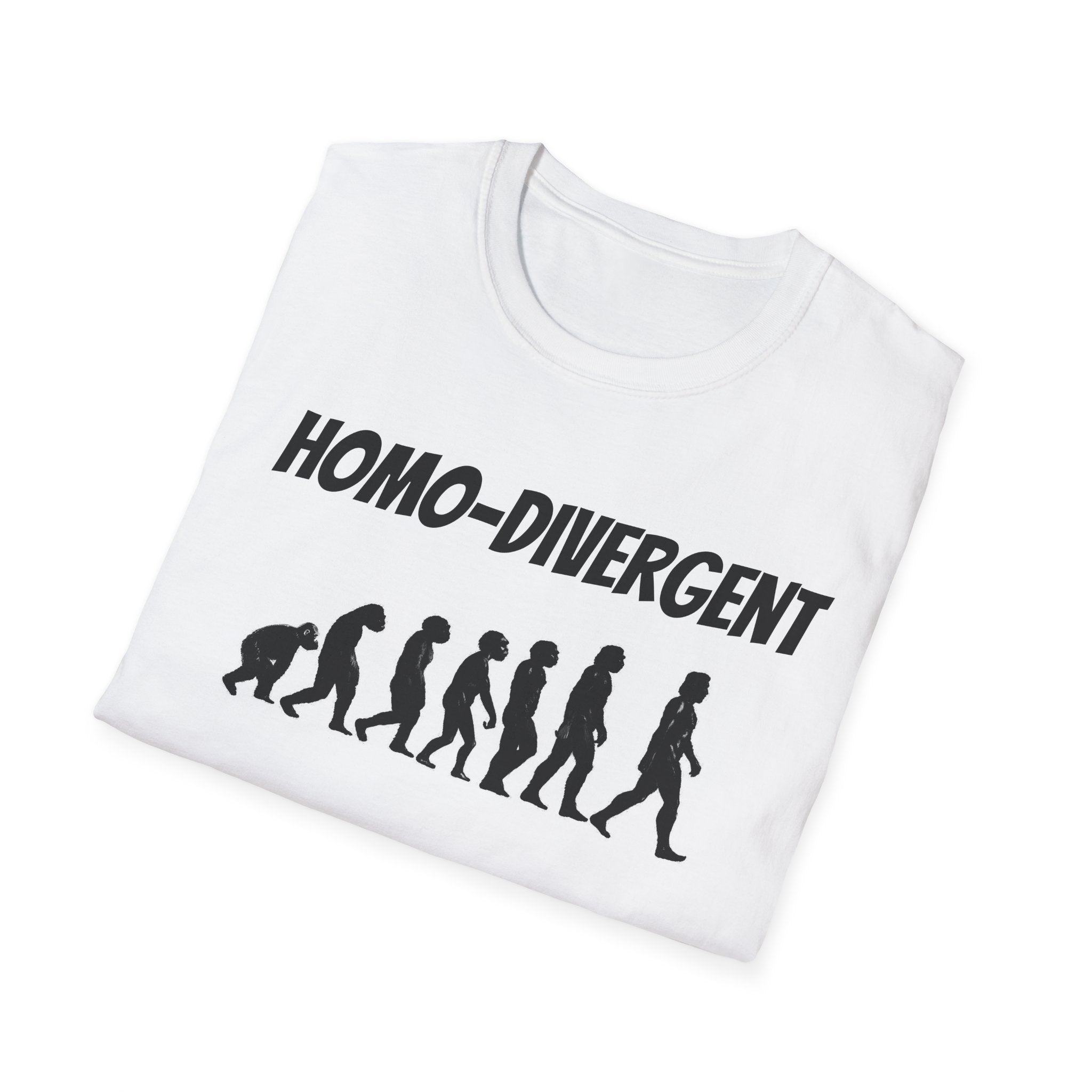 HOMO-DIVERGENT Unisex Softstyle T-Shirt - Evolutionary Design for Nature Lovers
