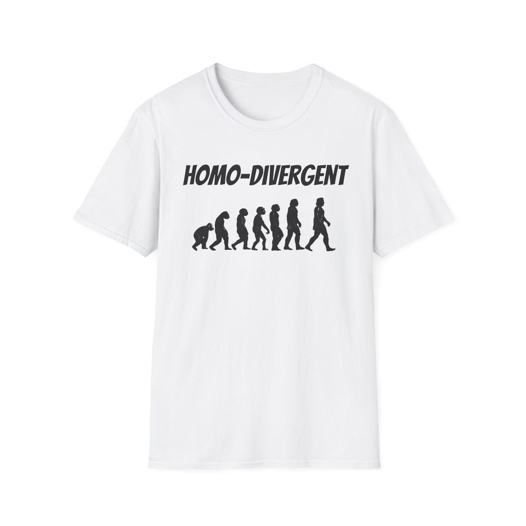 HOMO-DIVERGENT Unisex Softstyle T-Shirt - Evolutionary Design for Nature Lovers